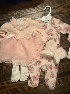 Cynthia Rowley Pink Floral & Tulle Baby One-Piece Set